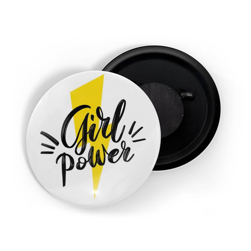 dhcrafts White color Round Fridge Magnet Girl Power D9 Glossy Finish Design Pack of 1 (75 mm)